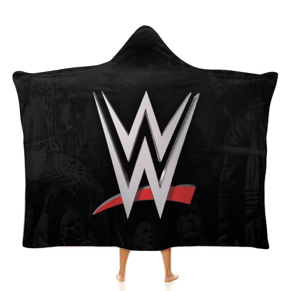 WWE Hooded Blanket Poncho, Wearable Hooded Blanket Cozy Soft Warm Plush Fleece Blanket for Adult Women Men